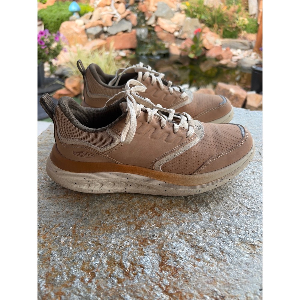 KEEN WK400 Walking Shoes Tan Brown Leather Sneakers 1028098 Womens 7.5